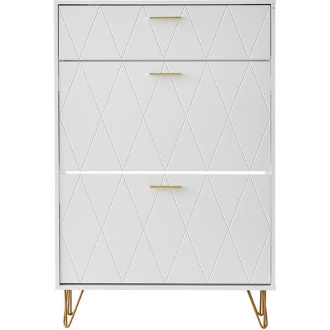 Mophorn – Meuble à chaussures 3 tiroirs rabattables – Rangement autonome pour talons, bottes et pantoufles – Dimensions 800x239x1200mm – Matériaux aggloméré P2 et fer
