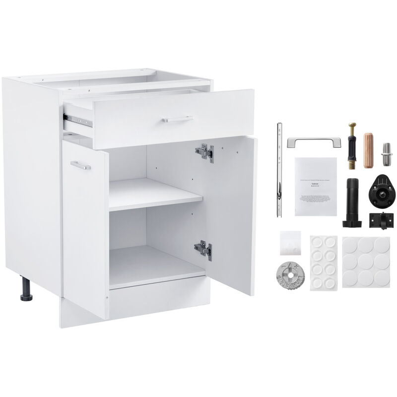 Mophorn - Meuble bas Shaker blanc non assemblé de 24 pouces avec tiroir – 24 pouces de largeur x 19 pouces de profondeur x 32 pouces de hauteur, prêt