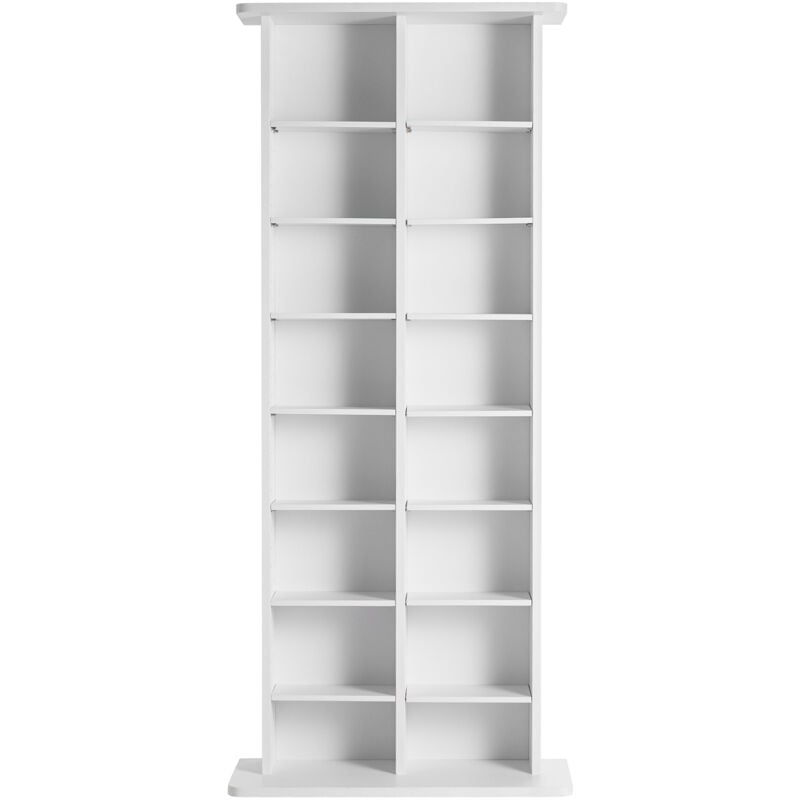 Mophorn - Meuble de rangement multimédia à 8 niveaux, étagère dvd réglable pour 464 cd, 16 compartiments, organise la musique, les films, les jeux et
