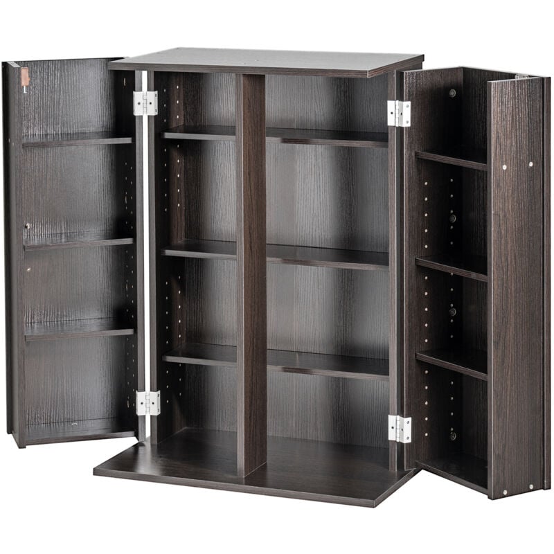 Mophorn - Meuble de rangement multimédia , meuble dvd avec portes et étagères, peut contenir jusqu'à 576 cd, étagère réglable pour organiser la