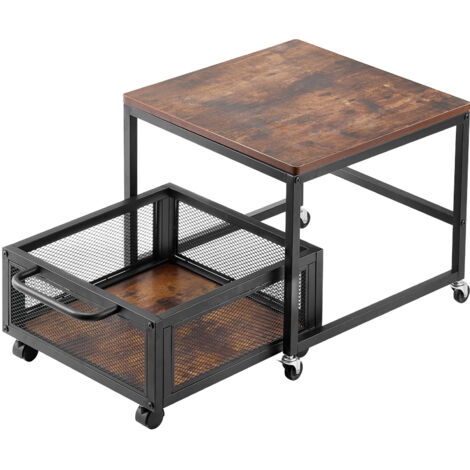 Mophorn Mini refrigerador con soporte de almacenamiento, capacidad de 198 libras, mini refrigerador con carrito de almacenamiento móvil y ruedas giratorias, marrón oscuro
