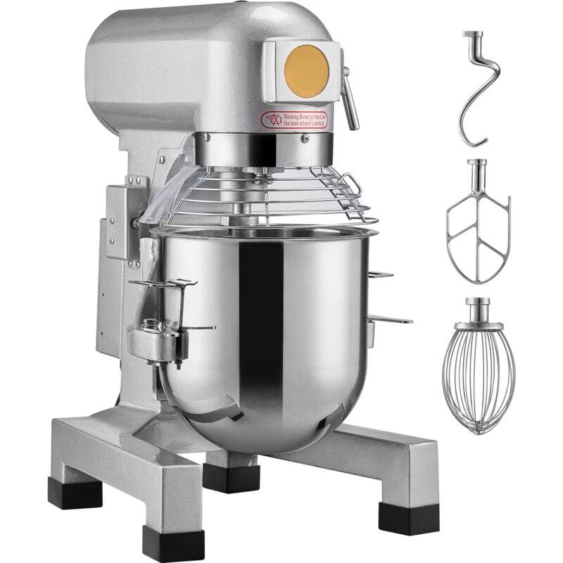 Mixeur sur socle commercial, 14 l, 3 vitesses, 550 w, bol en acier inoxydable et 3 accessoires, idéal pour restaurant, boulangerie, pâtisserie, café