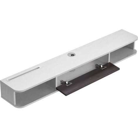 Mophorn Mobile TV sospeso a parete con foro per cavi, unità galleggiante con spazio di archiviazione per lettore DVD e console di gioco, capacità di carico 52 kg, colore bianco, lunghezza 140 cm