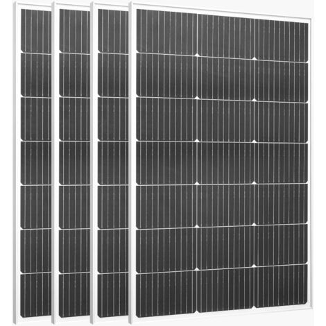 Mophorn Modulo solare monocristallino da 100 W, set di 4 pezzi, con uscita MC4 stabile e telaio in alluminio resistente. Design impermeabile IP65, ideale per tetti piani, imbarcazioni e camper.