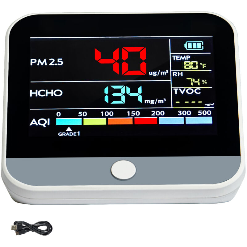 Mophorn - Moniteur de qualité de l'air Mini 8 en 1 - Compteur et capteur de particules professionnel. Mesure les PM2,5, PM10, PM1,0, le formaldéhyde,