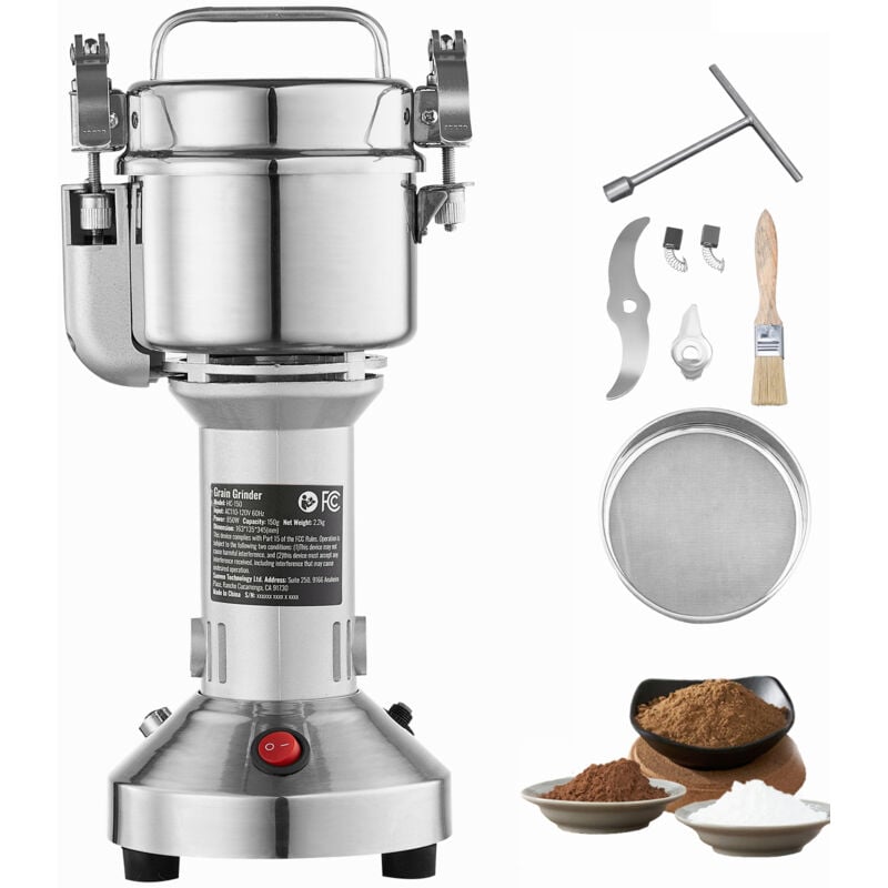 Moulin à grains électrique 150 g, 850 w, haute vitesse, acier inoxydable, pour grains secs, épices, céréales, café, maïs, poivre, type droit - Mophorn