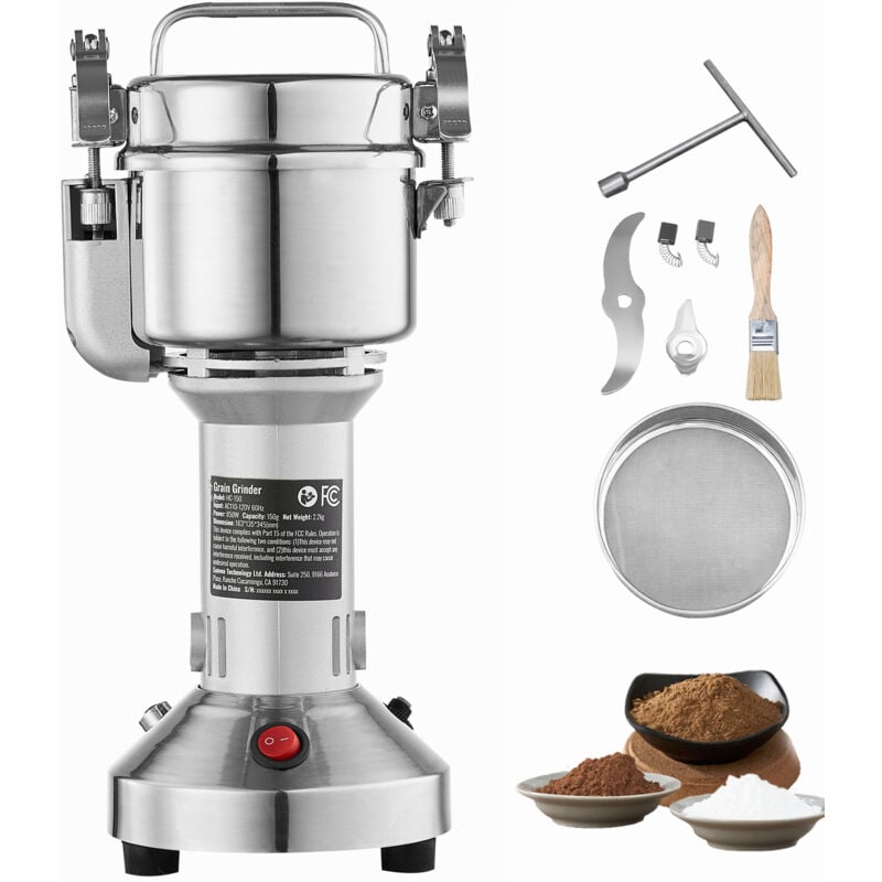 Moulin à grains électrique 750 g, 2 000 w, haute vitesse, en acier inoxydable, pour grains secs, épices, céréales, café, maïs, poivre, type droit