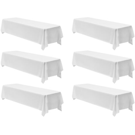 Mophorn Nappe rectangulaire blanche, 2286 x 3353 mm, en polyester infroissable, lot de 6, résistante aux déchirures et à l'usure, lavable en machine, idéale pour mariages, fêtes et banquets