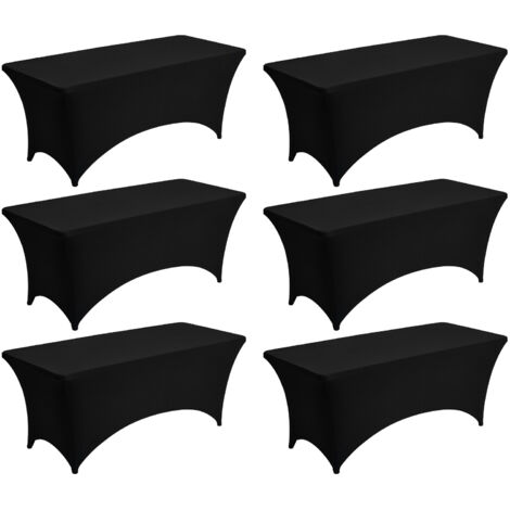 Mophorn Nappe rectangulaire extensible 183 x 76 x 76 cm, en polyester et élasthanne, lot de 6, lavable en machine, idéale pour événements, mariages, cocktails, banquets, fêtes, festivals, noir