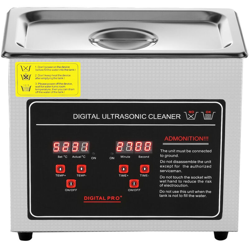 Mophorn - Nettoyeur à ultrasons 3L avec minuterie numérique et chauffage, nettoyeur professionnel pour bijoux et petites pièces, acier inoxydable,
