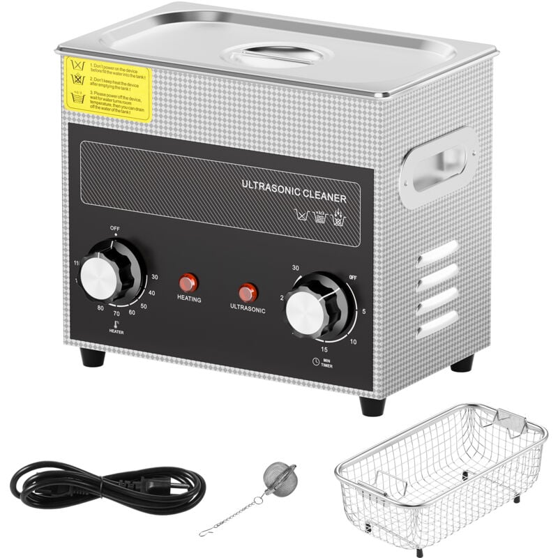 Mophorn - Nettoyeur à ultrasons 3L, machine de cavitation sonique numérique 120 w avec chauffage, minuterie et panier pour montres, lunettes, pièces