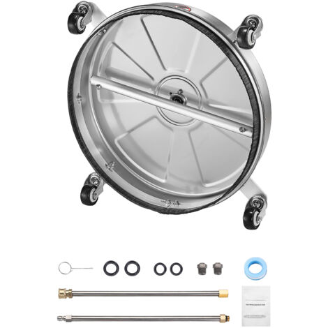 Mophorn Nettoyeur haute pression 18 po, accessoire en acier inoxydable, pression maximale de 4 000 PSI, 4 roues, 2 buses de pulvérisation et rallonges pour béton, terrasse et terrasse