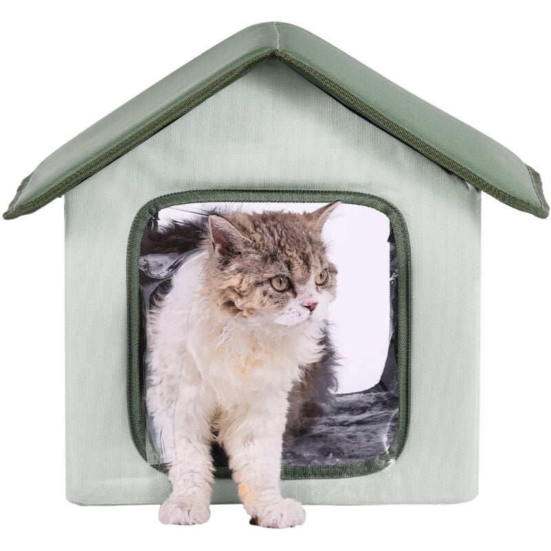 Mophorn - Niche surélevée chauffante pour chat – Abri extérieur pliable étanche avec température réglable et minuterie, tissu Oxford 600D, coussin