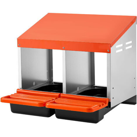 Mophorn Nidos para gallinas con 2 compartimentos, diseño práctico para recoger huevos, montaje en pared, ideales para gallinas ponedoras, color naranja, dimensiones 535 x 525 x 475 mm