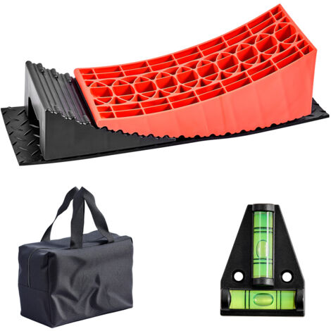 Mophorn Niveladores para autocaravanas, soportan hasta 4000 kg, altura máxima de 10 cm, diseño curvo resistente, incluye tapete antideslizante y bolsa de transporte, dimensiones 450 x 155 x 5 mm