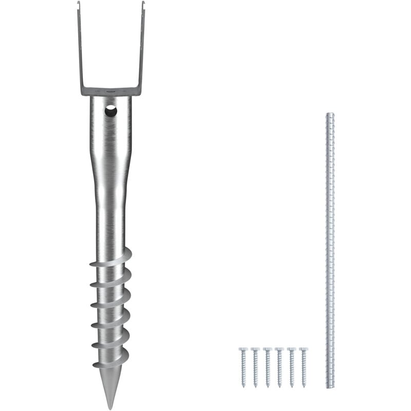 Mophorn - No Dig Ground Anchor, 1 paquet de piquet à visser de 3,94 x 2,76 x 27,56 pouces, comprend 6 tire-fonds et barres d'armature, support en