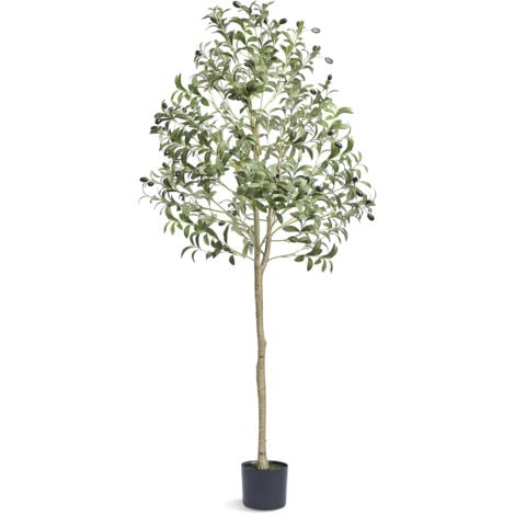 Mophorn Olivier Artificiel 1.5m Faux Plante Materiau PE Anti-Tip Tilt Protection Lifelike Green Fake Potted Tree Home Office Decor