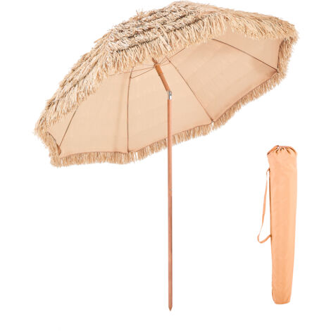 Mophorn Ombrellone da Spiaggia in Paglia 2438 mm Inclinabile, Ombrellone Stile Hawaiano in PP Pieghevole per Esterni, Ideale per Cortile, Piscina e Giardino