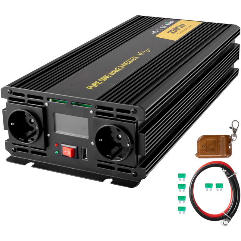 Mophorn - Onduleur sinusoïdal 2500W dc 12V ac 230V Onduleur de voiture Port usb Ecran lcd Télécommande, Protections de sécurité pour rv Camions
