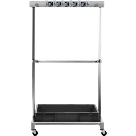 Mophorn Organisateur d'outils de jardin, 10 emplacements avec crochets, support de tour d'outils de jardin sur roulettes pour le rangement du garage, peut contenir des outils à long manche/râteau