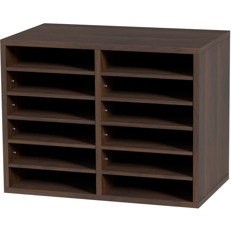 Organisateurs de littérature, boîte aux lettres de bureau à 12 compartiments avec étagères réglables, trieur en bois 20,4 x 12 x 16,1 pouces pour