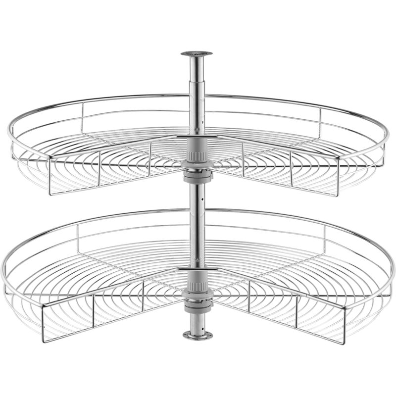 Organiseur d'angle chromé en forme de rein de 31,5 po, rotatif à 360 °, support de rangement réglable à 2 niveaux pour coin d'armoire de cuisine