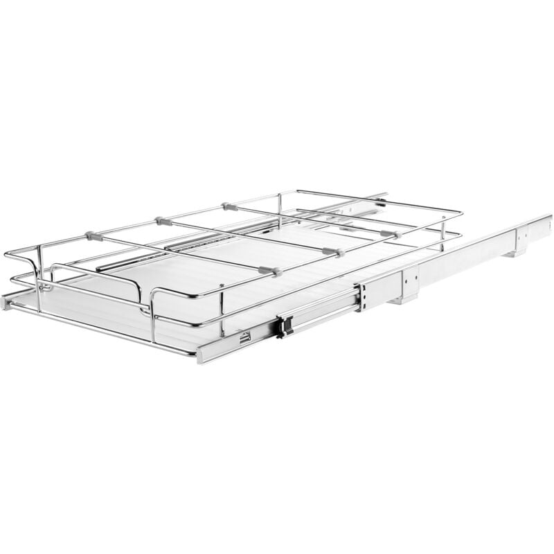 Organiseur d'armoire coulissant 11'L x 21'P, étagères de garde-manger coulissantes robustes, tiroirs coulissants en acier chromé, rangement