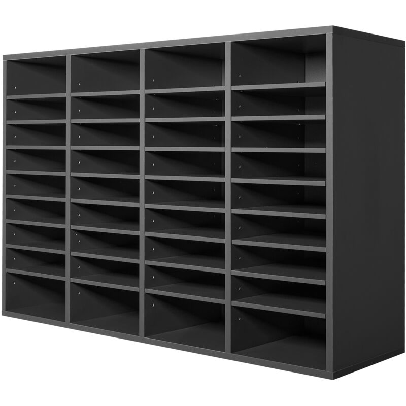 Organiseur de documents - Boîte aux lettres de bureau à 36 compartiments avec étagères réglables. Trieur de boîtes aux lettres en bois gris pour le