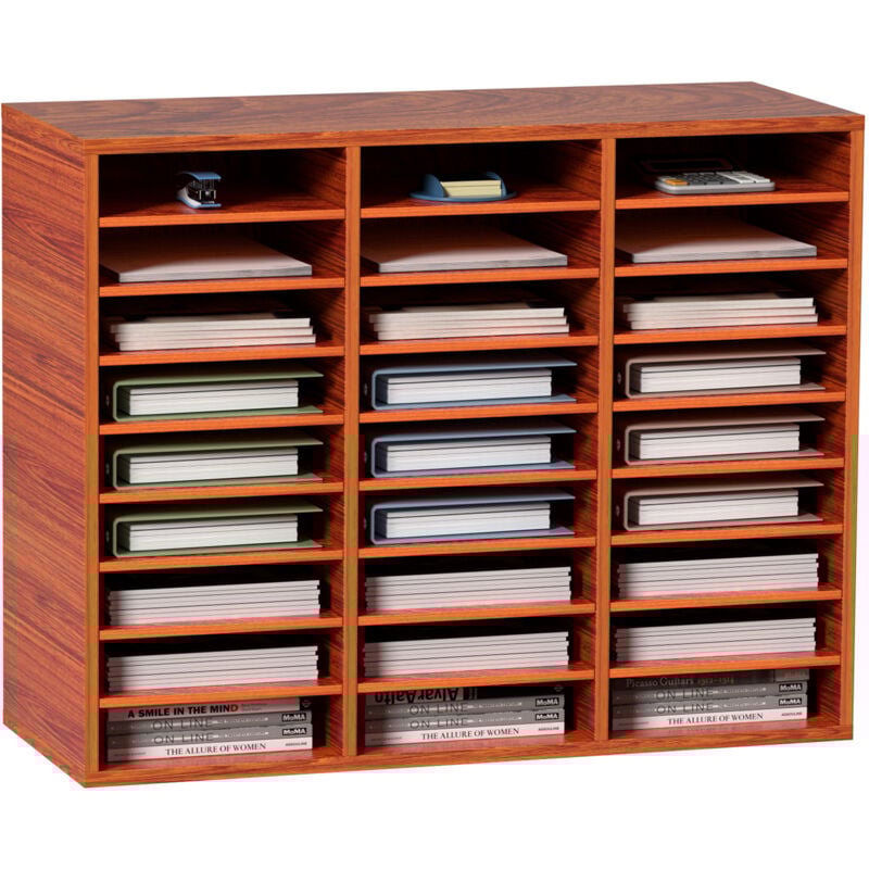 Mophorn - Organiseur de documents en bois à 27 compartiments, centre de courrier réglable en mdf pour le bureau, la maison et l'école, rangement de