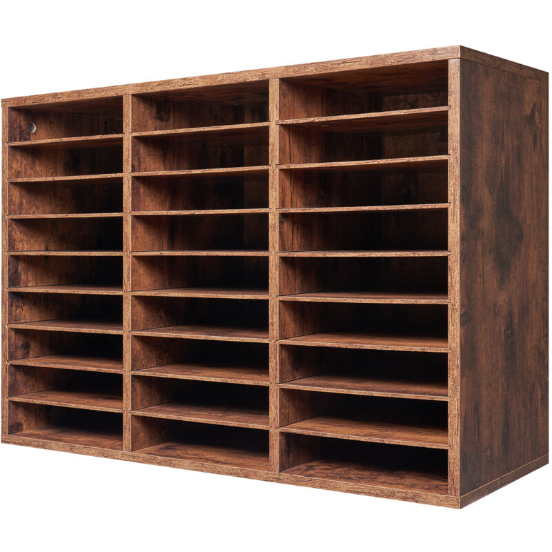 Organiseur de littérature - Boîte aux lettres de bureau à 27 compartiments avec étagères amovibles. Trieur de boîtes aux lettres en bois marron foncé