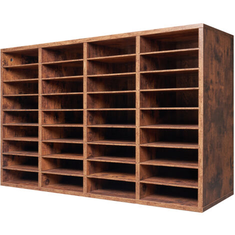 Mophorn Organiseur de littérature - Boîte aux lettres de bureau à 27 compartiments avec étagères amovibles. Trieur de boîtes aux lettres en bois marron foncé pour le bureau
