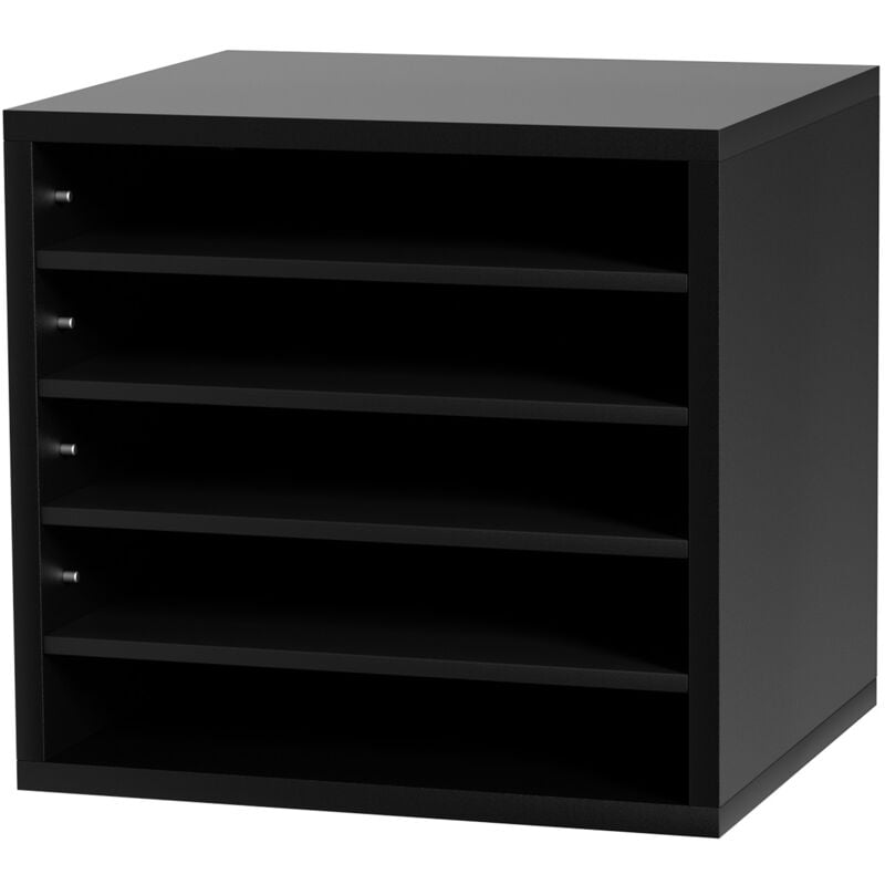 Organiseur de littérature, boîte aux lettres de bureau à 5 compartiments avec étagères réglables, trieur en bois 13,9 x 12 x 13 pouces pour bureau,