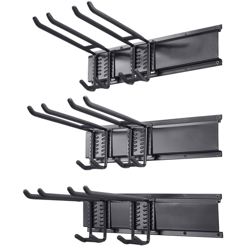 Organiseur d'outils de garage, capacité de charge maximale de 800 lb, support de rangement mural, robuste avec 6 crochets réglables et 3 rails pour
