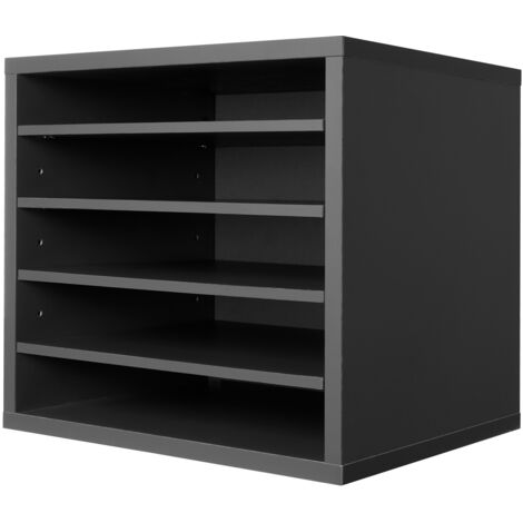 Mophorn Organizador de literatura, buzón de oficina de 5 compartimentos con estantes ajustables, MDF para archivos, documentos y papeles, gris