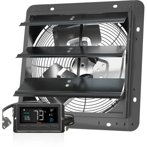 Mophorn Otturatore da 305 mm Ventilatore di scarico, motore EC 904 CFM, velocità variabile montaggio a parete con regolatore di temperatura e umidità, ventilazione per serre, garage, capannoni
