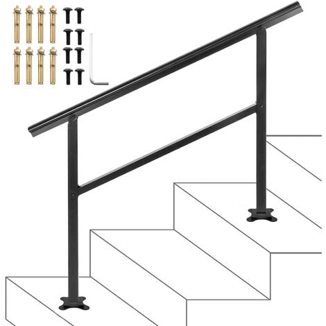 Mophorn Outdoor Handrail Stair Railing 48X35.5 Inch Aluminum Adjustable 0-45 Degrees Black