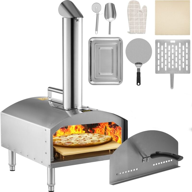 Mophorn Outdoor Pizza Oven 12" Portable Pizza Oven Pizza Maker with Foldable Legs Stainless Steel Wood Fired Pizza Oven with Complete Accessories for