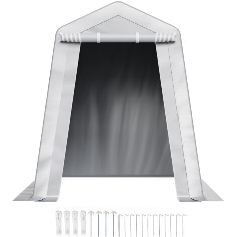 Mophorn Outdoor Storage Shed, 6 x 6 ft Portable Tent with Roll-up Door & Vents, Waterproof Canopy Shelter, Durable Frame, Patio Garage for Motorcycle, Lawn Mower, Bike, Grey