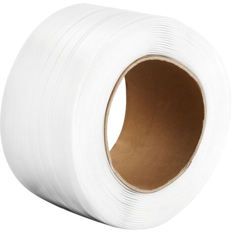 Mophorn Packaging Woven Cord Strapping Roll, 1640' Length x 3/4" Width x 0.03" Thickness, 1763 lbs Break Strength, Heavy Duty Banding Pallet Strap Coil, Portable Strong Banding Packing Straps, White