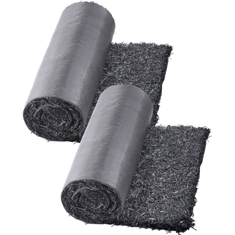 Mophorn - Paillis en caoutchouc pour aménagement paysager,2 rouleaux de 96 x22 po,tapis en caoutchouc recyclé, allée permanente,paillis noir naturel