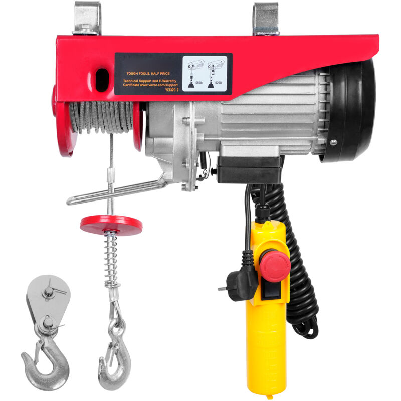 Palan électrique capacité de 1320 lb, treuil à fil d'acier 1150 w 220 v, hauteur de levage de 40 pieds, moteur en cuivre pur, usine d'entrepôt de