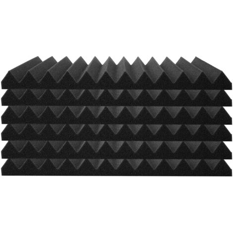 Mophorn Paneles de espuma acústica, paquete de 52, 12 x 12 x 1 pulgadas, paneles de pared insonorizados de alta densidad, resistentes al fuego, absorbentes de sonido para estudio, techo, color negro