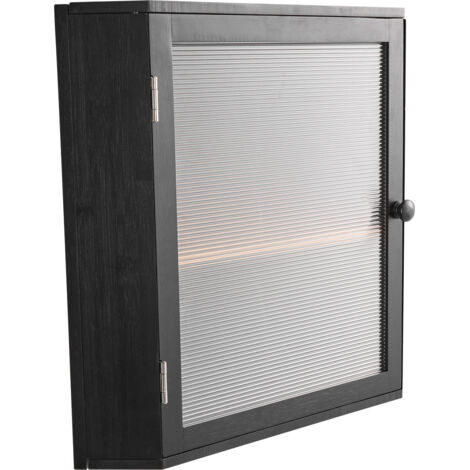Mophorn Panera de Esquina para Encimera de Cocina, Contenedor de Pan de Bambú de Doble Capa y Gran Capacidad, con Puerta Acrílica Ondulada, Color Negro, Diseño en Forma de Esquina, 320 x 320 x 425 mm