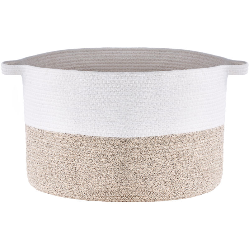 Panier à linge en corde de coton 87L, panier à linge tissé avec poignées, bac de rangement pliable rond 20' x 14' - Mophorn