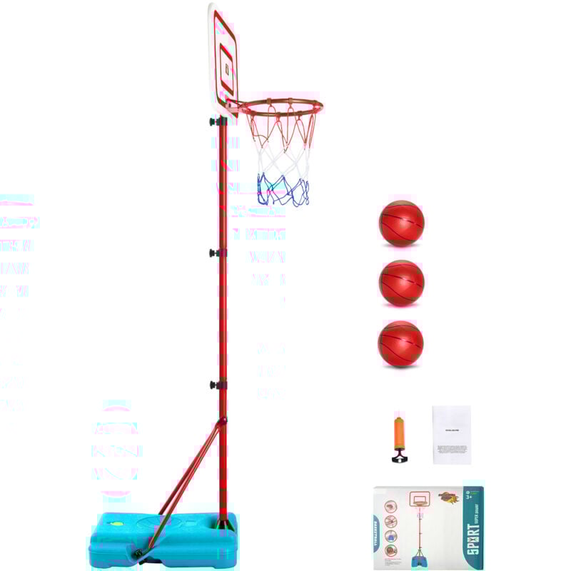 Panier de basket-ball pour enfants Hauteur réglable, portable avec base remplissable, jeu d'intérieur et d'extérieur pour les enfants de 3 à 8 ans,
