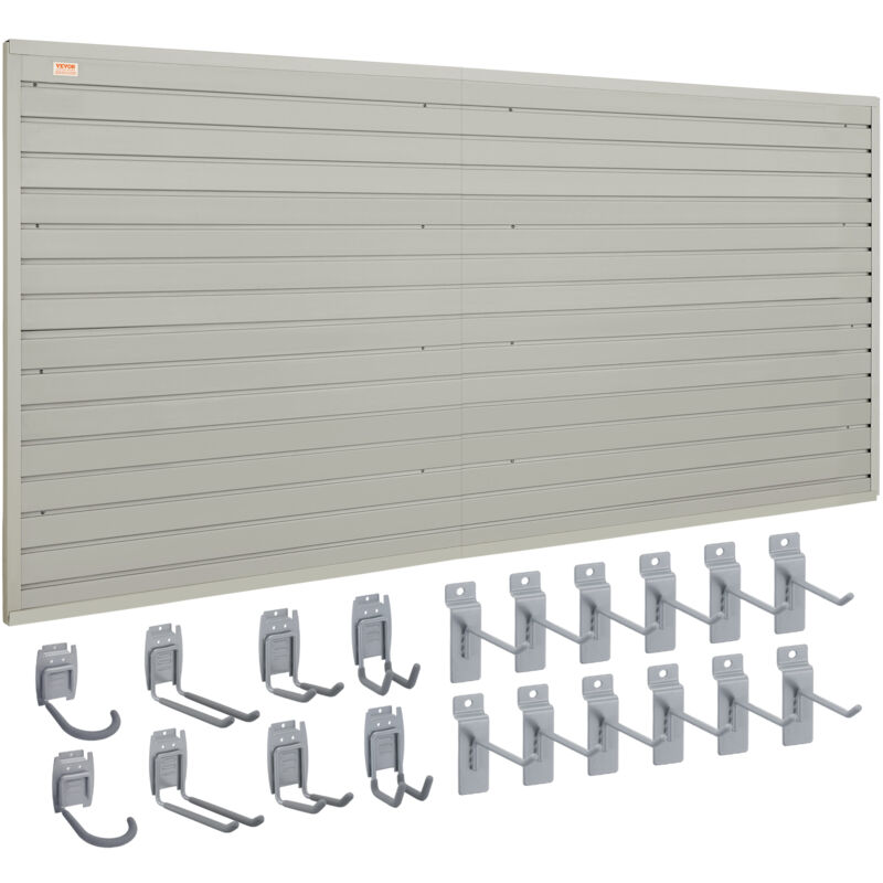 Vevor Panneau a Lattes Mural Garage 1220x310mm Panneau Rangement Outils 8PCS Panneaux Muraux Porte-outils Capacite 34kg avec Crochets pour Atelier,