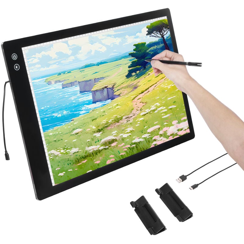 Panneau lumineux led A2, rechargeable, intensité variable à 6 niveaux, portable pour artistes (noir) - Mophorn