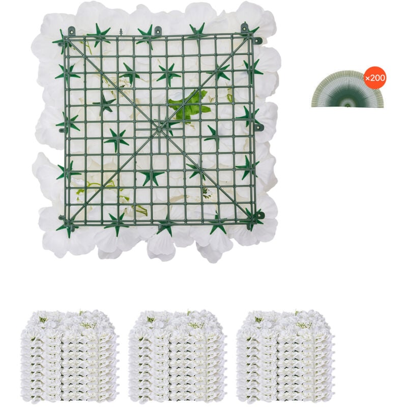 Mophorn - Panneau mural 3D à fleurs, 24 pièces 15 x 15 pouces, tapis de fond floral artificiel, design sans couture et installation facile pour