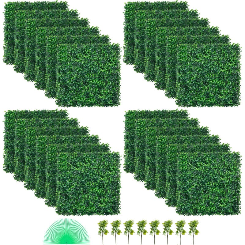 Mophorn - Panneaux de buis artificiels uv 24 pièces Mur de haie de buis artificiel 20' x 20' 4 cm Clôture d'intimité en herbe verte Jardin intérieur