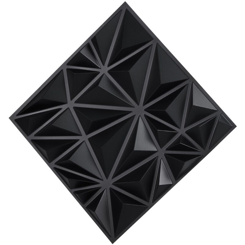 Panneaux muraux 3D, lot de 33, carreaux en pvc à motif de diamants de 11,81 x 11,81 po, couverture de 32 pi2, panneau mural décoratif moderne, noir